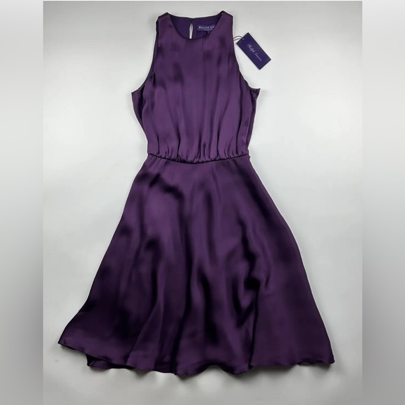 Ralph Lauren Collection Purple Label Mulberry Silk Midi Dress Satin Dress Size 0 - Picture 1 of 6